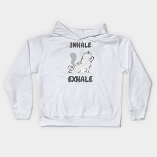 Funny Inhale Exhale yoga cat Kids Hoodie